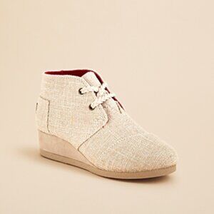 Toms Desert Wedge Gold Metallic Burlap